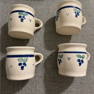 Vintage Hartstone Pottery  1978 Blueberry Mugs Set Of 4.